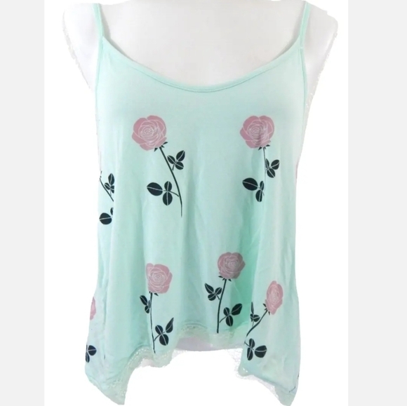 Wildfox Intimates Green Floral Tank Top - Picture 1 of 3